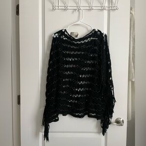 Fringe Knit Sweater | Black and Gold